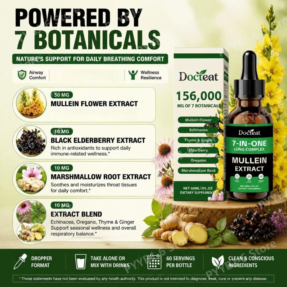 Docteat 7-in-1 Mullein Extract - Herbal Wellness Liquid 评论和价格