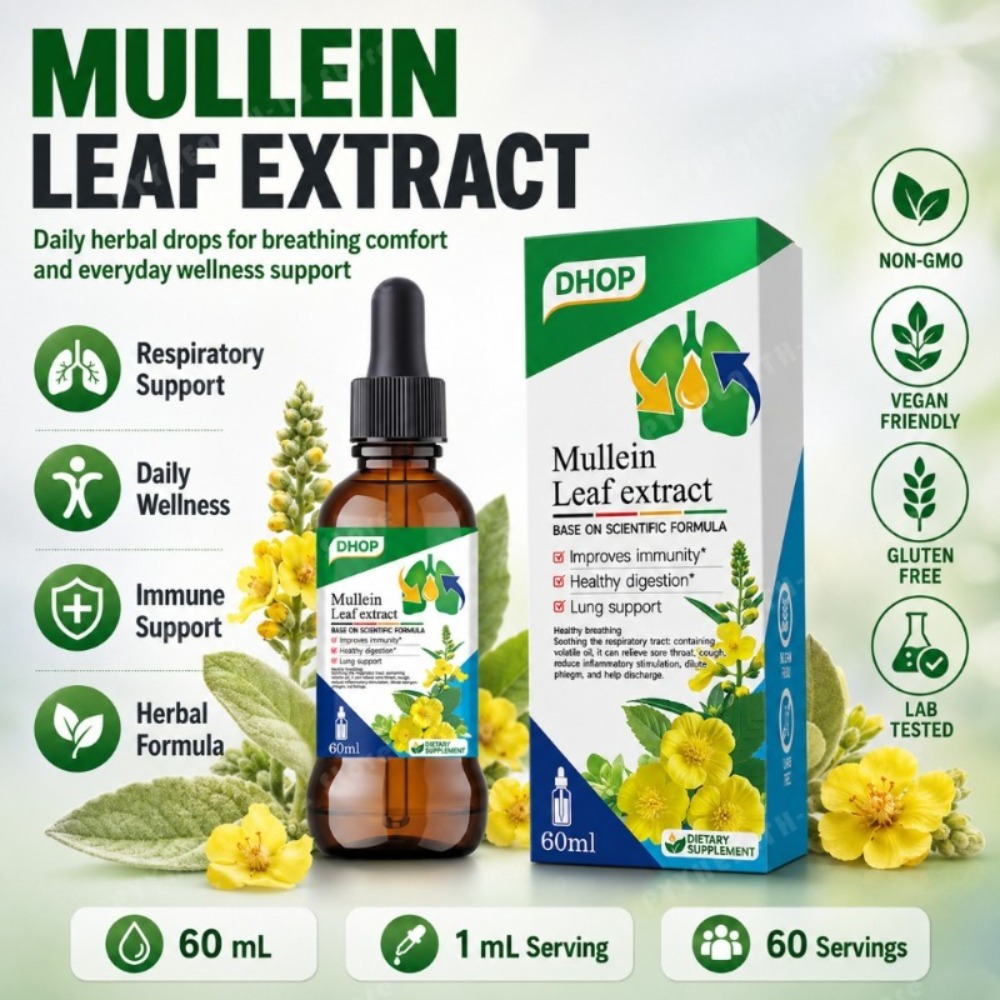 Mullein Leaf Extract Drops 60m - Herbal Wellness Liquid 评论和价格